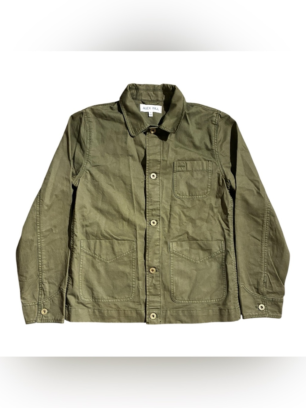Alex Mill Men’s Britt Work Jacket Military Olive Green Cotton Chore Coat
